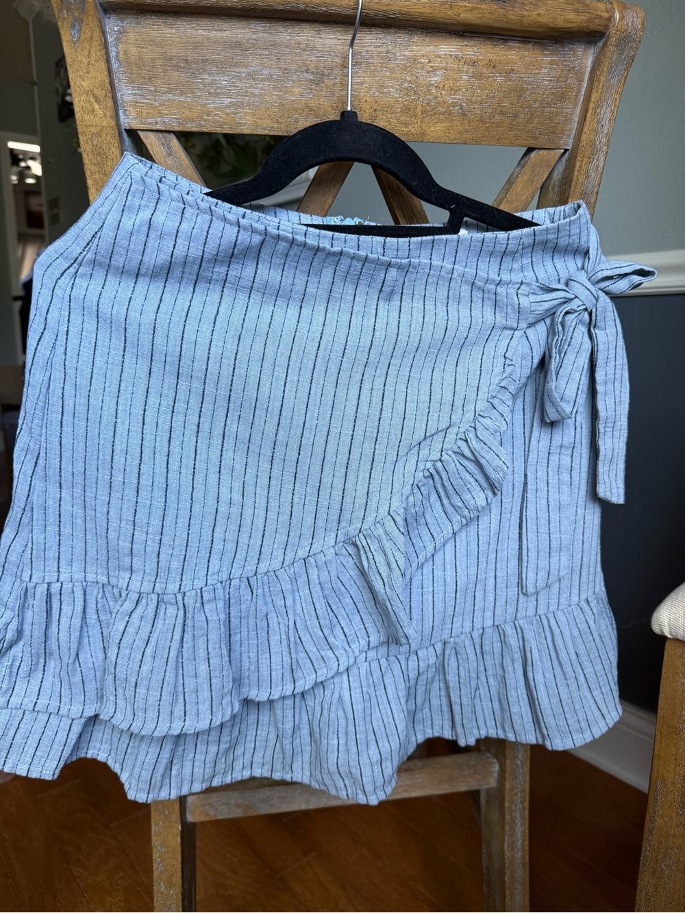 Blue Striped Tie-Waist Mini Skirt